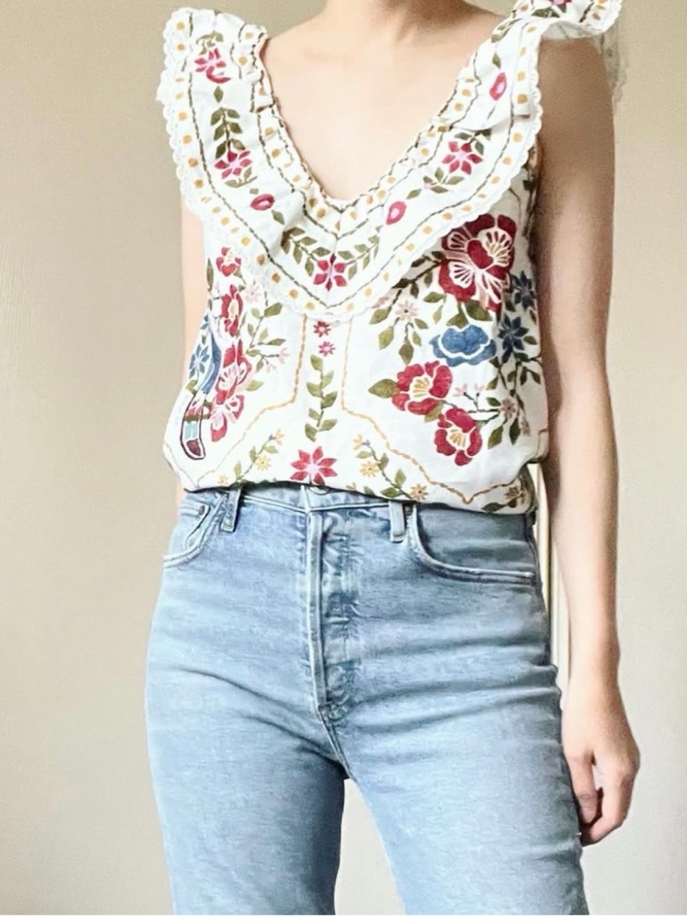 Sezane x Farm Rio gold blouse - Picture 2 of 5